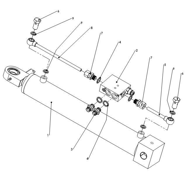 A41282 INDEPENDENT TILT RAM ASSY SP WITH OVERCENTER VALVE