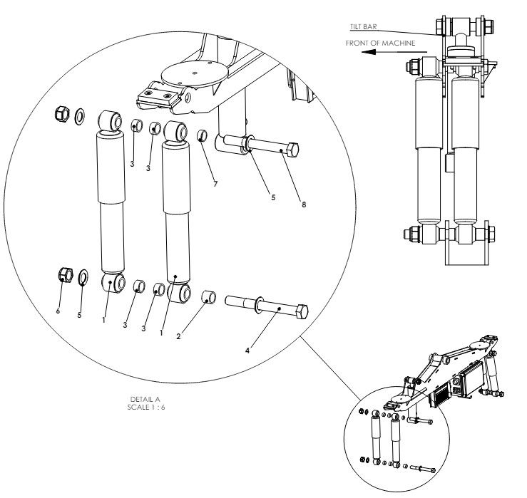 RHS TILT BAR DAMPER KIT NORAC F SERIES