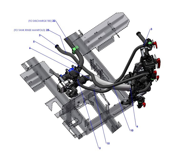 A96328 (b) Hose Layout - Manual Valve Control, BPW Axle