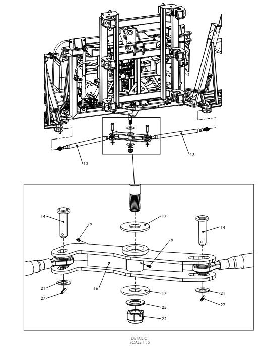 A79044 G-SERIES BACK FRAME TO INNER FRAME ASSY - NON PROPORTIONAL HYDRAULICS 3