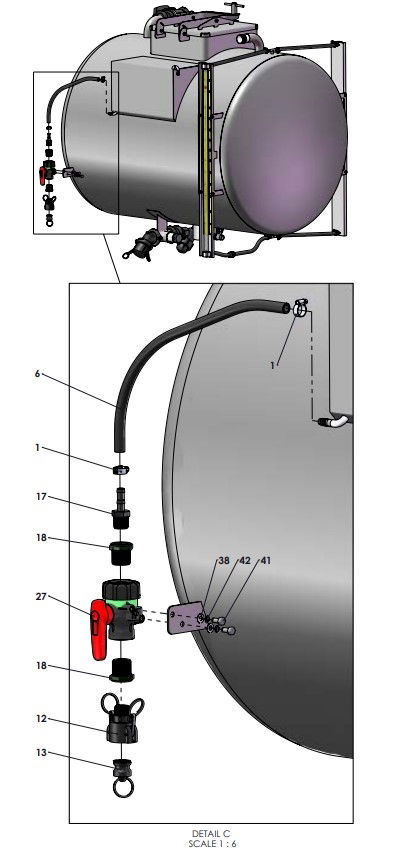 A66156-R02 1200L STAINLESS ROUND TANK WITH HAND WASH ASSEMBLY