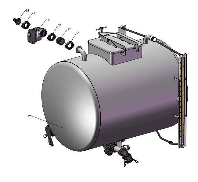 A66154-R02 (a) 1200L STAINLESS ROUND TANK ASSEMBLY