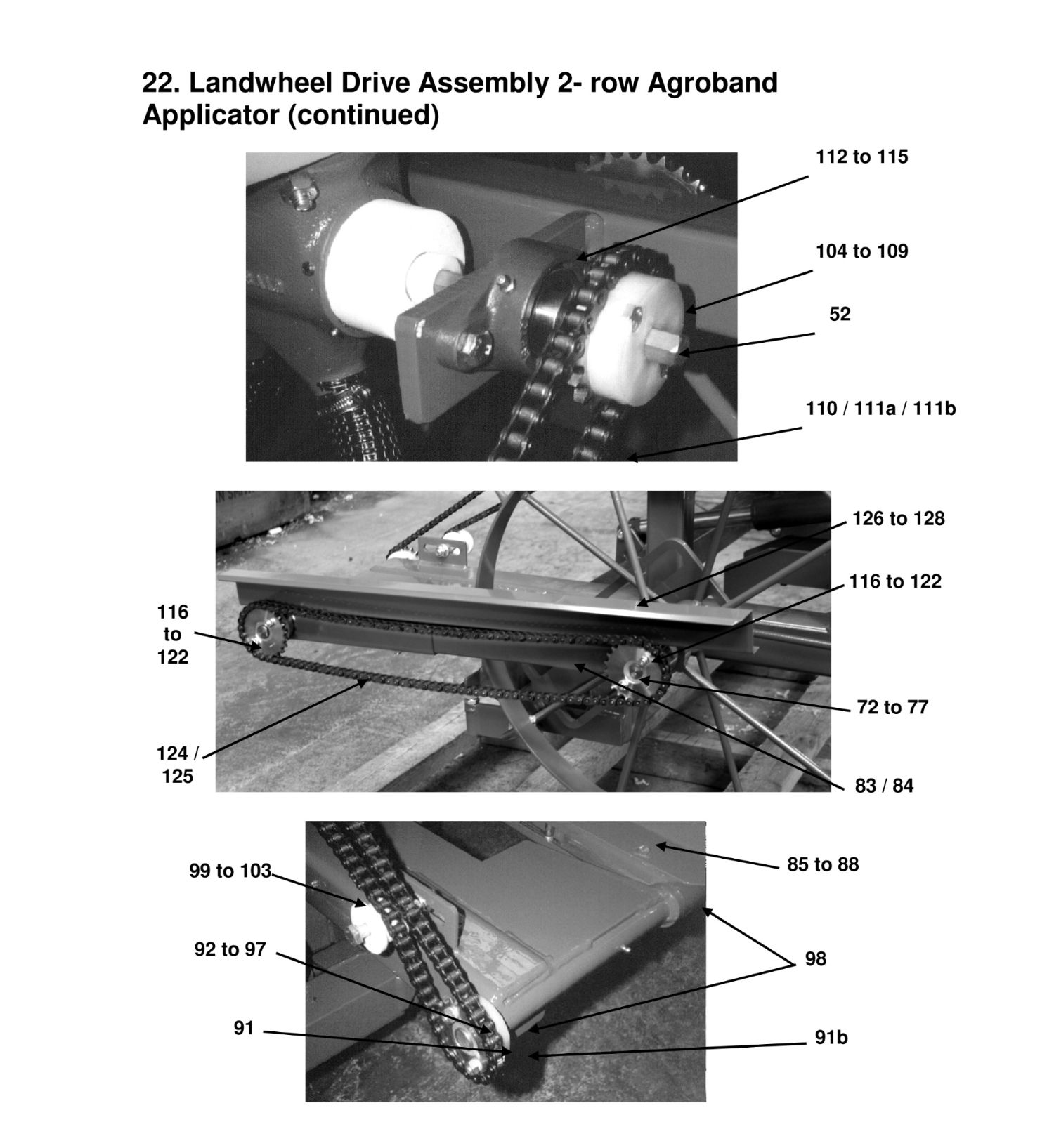 Landwheel Drive Assembly 2-row Agroband 1/2" x 5/16" Chain and Sprockets - Part 2