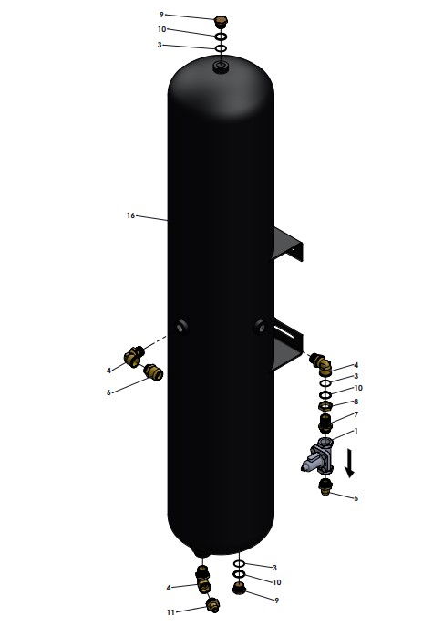 A96346 (a) Primary Air Tank Assembly - No Air Purge/CTI/ASO