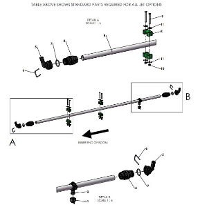 A41356 3-4inch SPRAY LINE ASSEMBLY - 2M OUTER FRAME