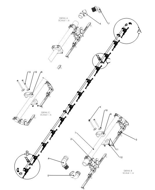 A79266 1 BOOM TUBE ASSY MID SEC. 12 HOLES