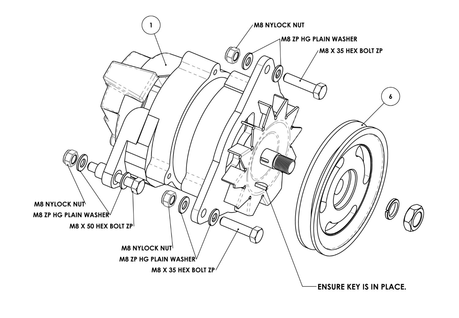 H720595 - Alternator and Pulley Assy