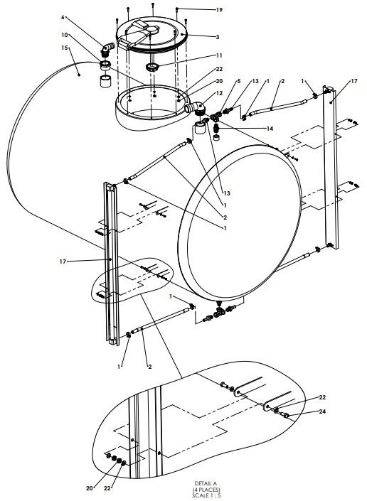 A66151 1500L STAINLESS ROUND TANK ASSEMBLY