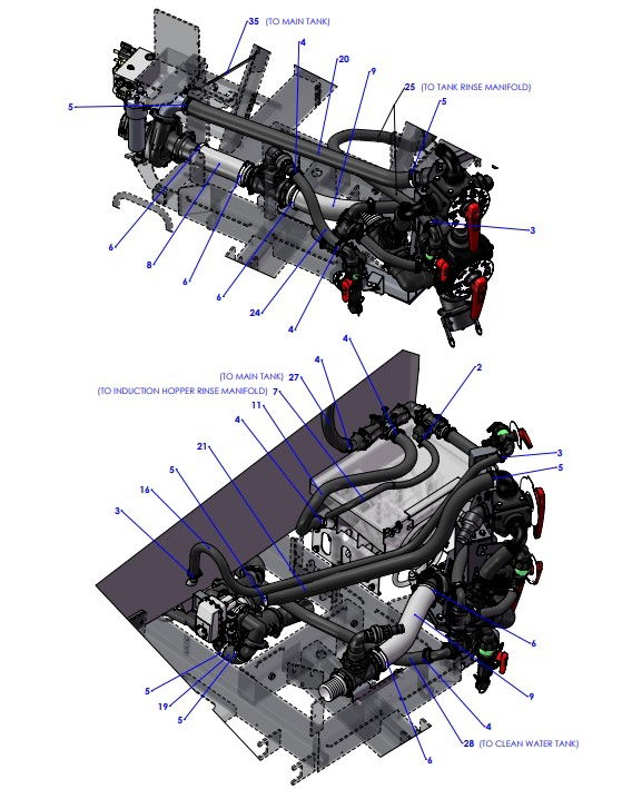 A96328 (a) Hose Layout - Manual Valve Control, BPW Axle