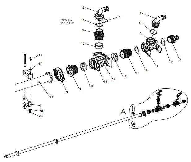 A41120-R02 2INCH FEED TUBE ASSEMBLY - TRIPLE FOLD INNER FRAME