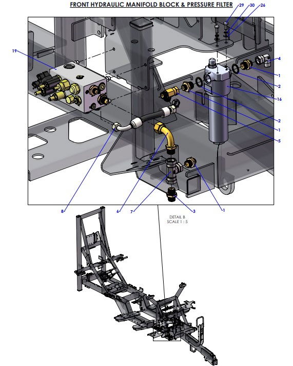 A96343 (b) Pump/Front Hydraulic Block Assembly - Electric Plumbing