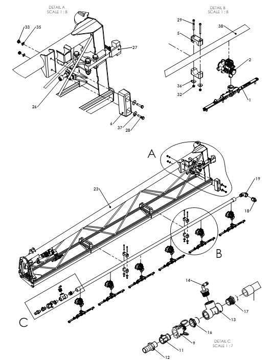 A79175 3M OUTER FRAME FOR 0.5M FOLD BACK SECTION ASSEMBLY 1