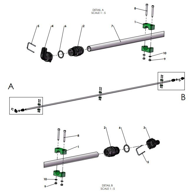 A41374 3-4inch FEED TUBE ASSEMBLY - 6M MID FRAME